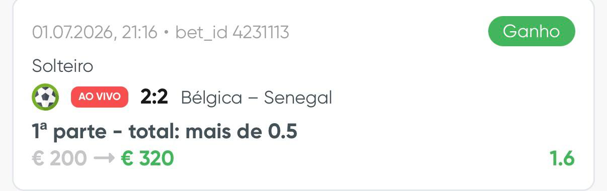 Aposta ganha — Ao vivo · BEL–SEN